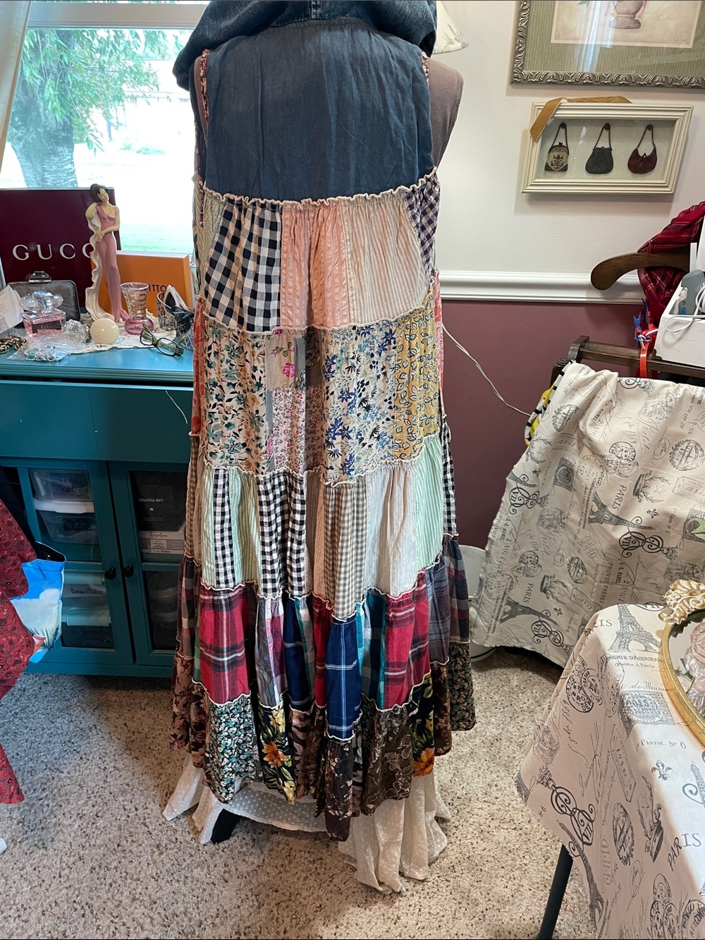 Boho Patchwork Hooded Long Duster /Dress - Multicolor Young Threads - Picture 12 of 17